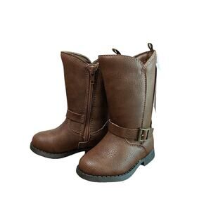 OshKosh Lumi Riding Boots Girls Size 5 Brown Faux Leather Equestrian Preppy